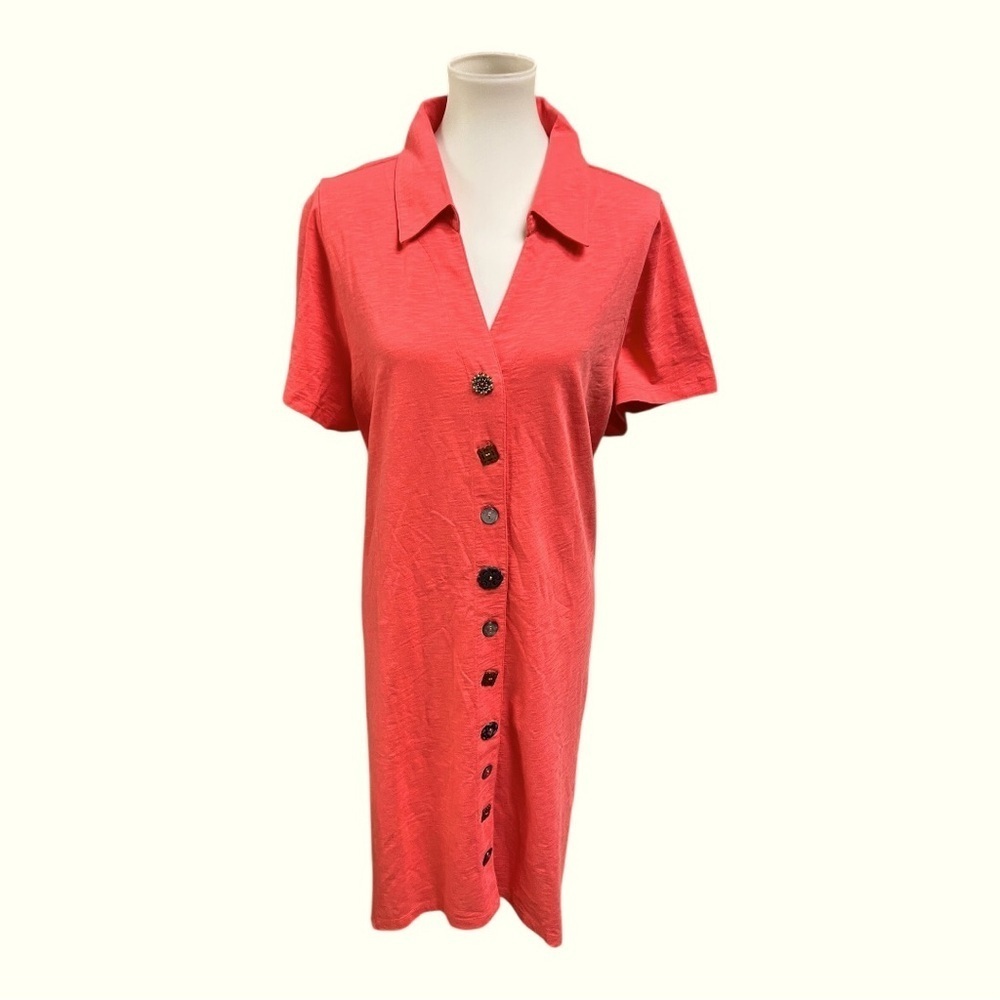 NWT Soft Surroundings Coral Shirt Dress with Pockets